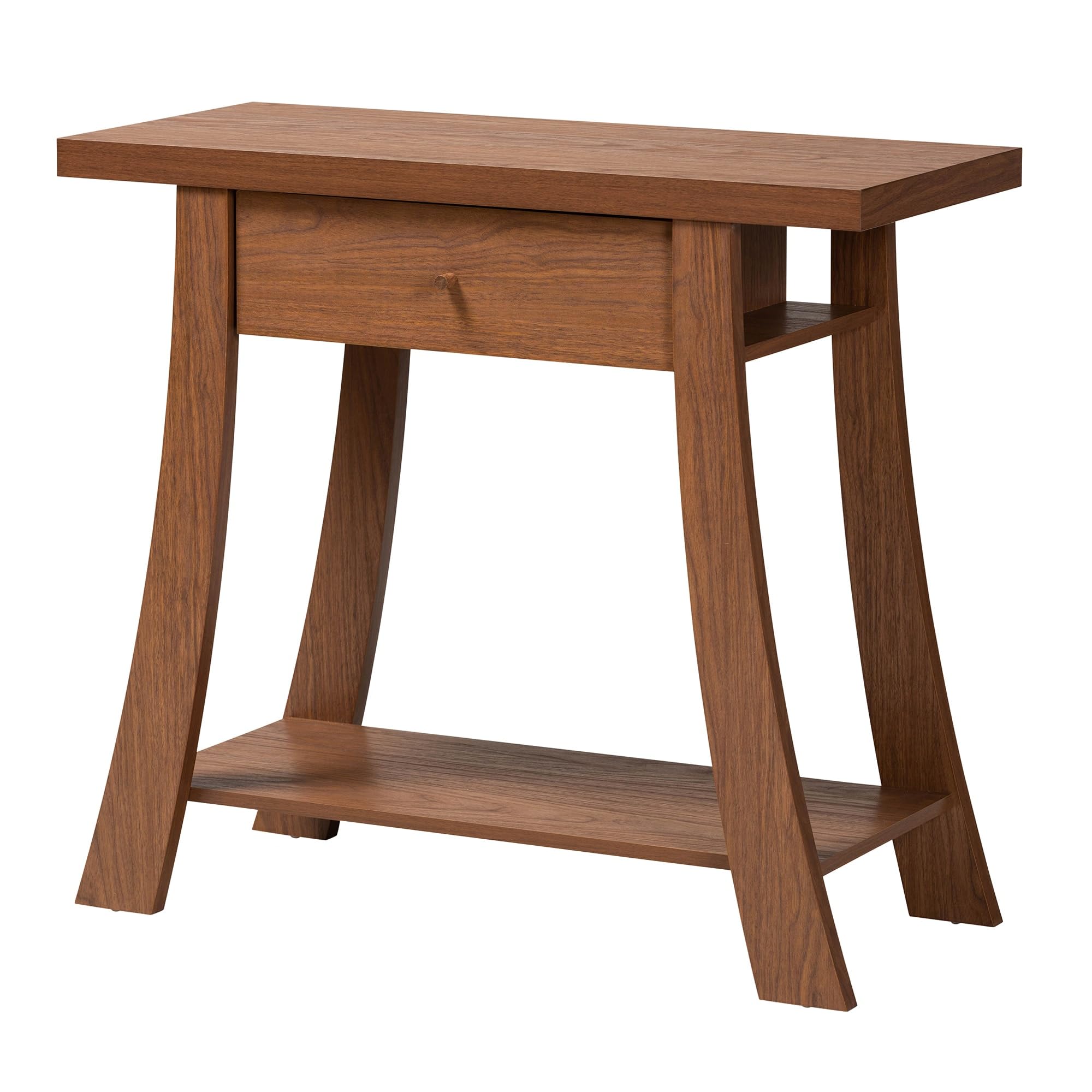 Baxton Studio Herman Modern and Contemporary Walnut Brown Finished Wood 1-Drawer Console Table